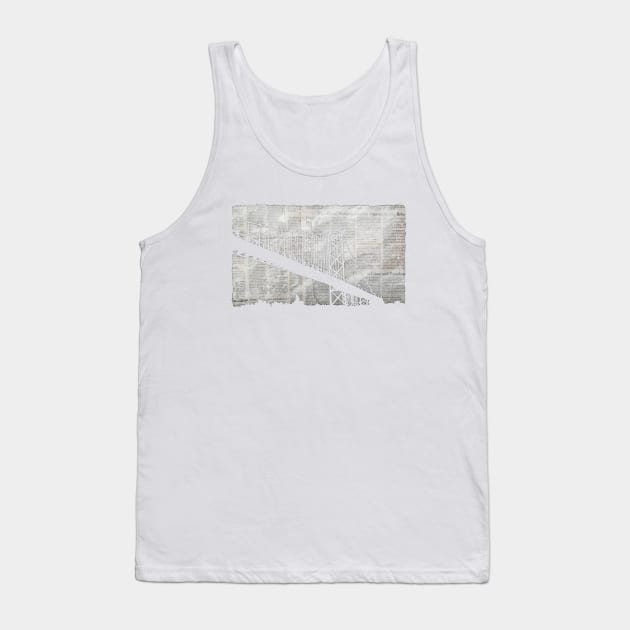 Paper City , Newspaper Bridge Collage,  cutout black white print illustration Tank Top by IrenesGoodies